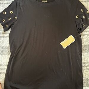 Michael Kors Black Grommet Sleeve Tee